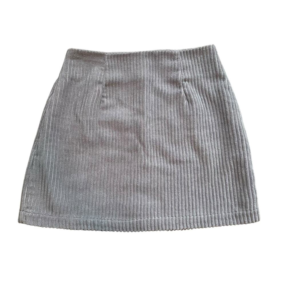 Lulus High Class light gray corduroy ribbed mini skirt size XS